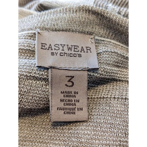 Chicos Easy Wear Women L Taupe Lighweight Open Cardigan Abstract Geometric Print - Picture 6 of 8